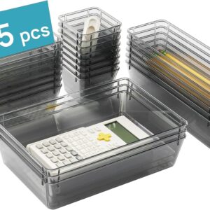 25 PCS Plastic Desk Drawer Organizer Set – 4 Size Storage Trays for Office, Bathroom, Makeup and Vanity